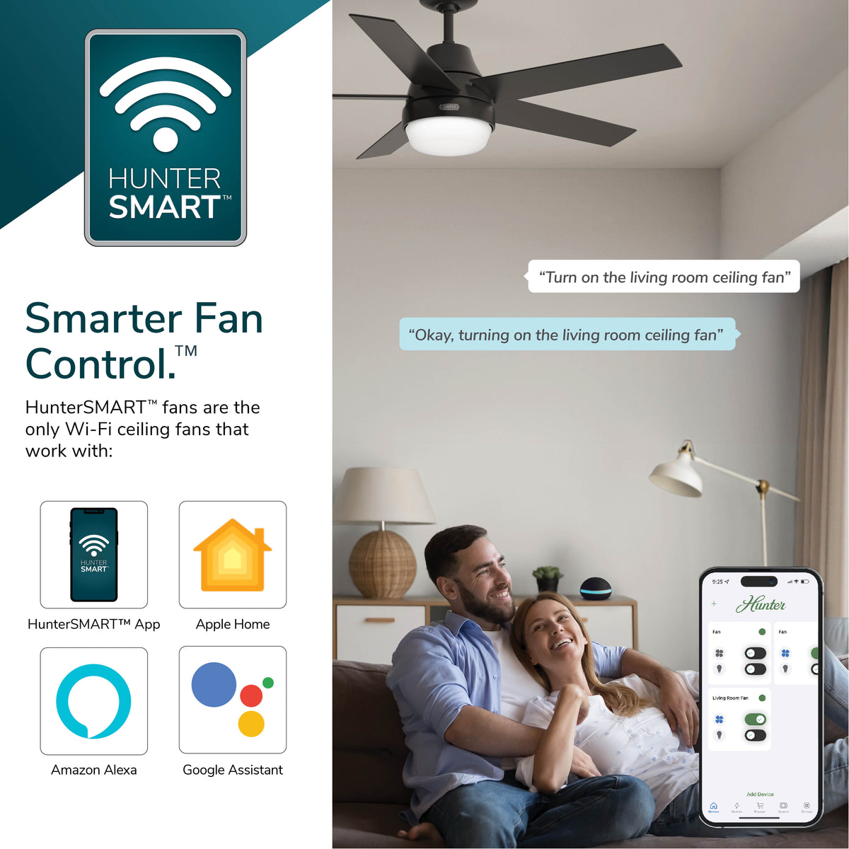 60 inch Aeronaut Wi-Fi ENERGY STAR® Matte Black Damp Rated Ceiling Fan with LED Light Kit and Handheld Remote