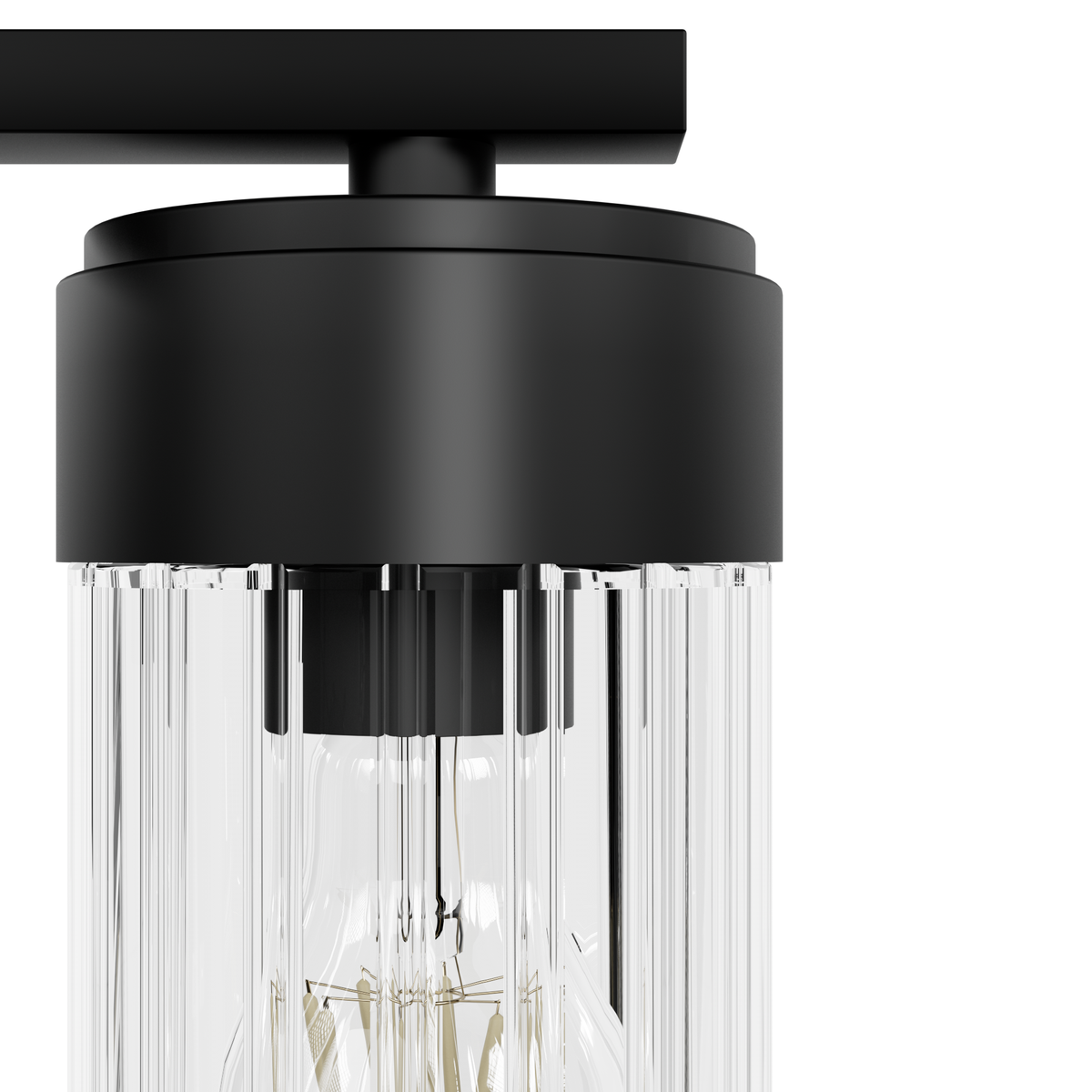 Gatz 31.5-inch 4-light Matte Black Vanity Light with Clear Fluted Glass
