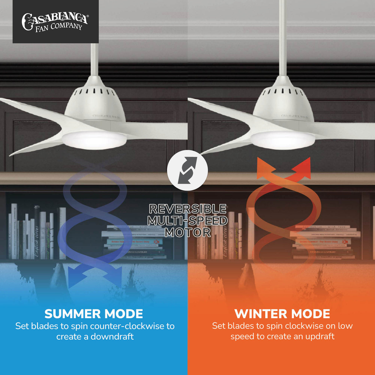 Casablanca 44 inch Wisp Fresh White Ceiling Fan with LED Light Kit and Handheld Remote