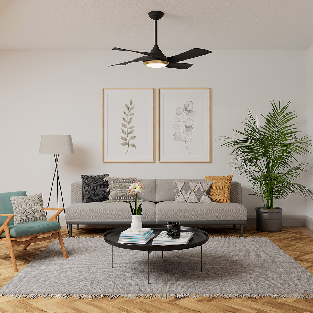 Casablanca 52 inch Vespucci ENERGY STAR® Matte Black Damp Rated Ceiling Fan with LED Light Kit and Wall Control and Handheld Remote