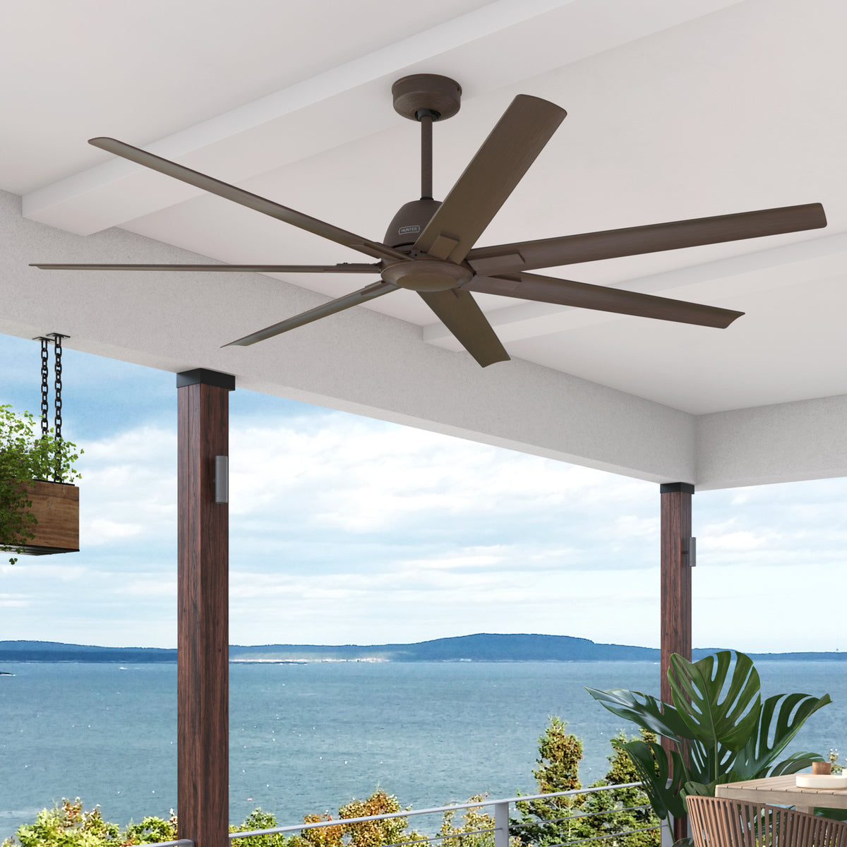 72 inch Downtown ENERGY STAR® Matte Bronze Damp Rated Ceiling Fan and Wall Control