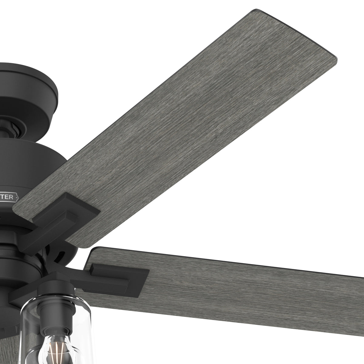 52 inch Techne Wi-Fi HunterExpress Matte Black Ceiling Fan with LED Light Kit and Handheld Remote