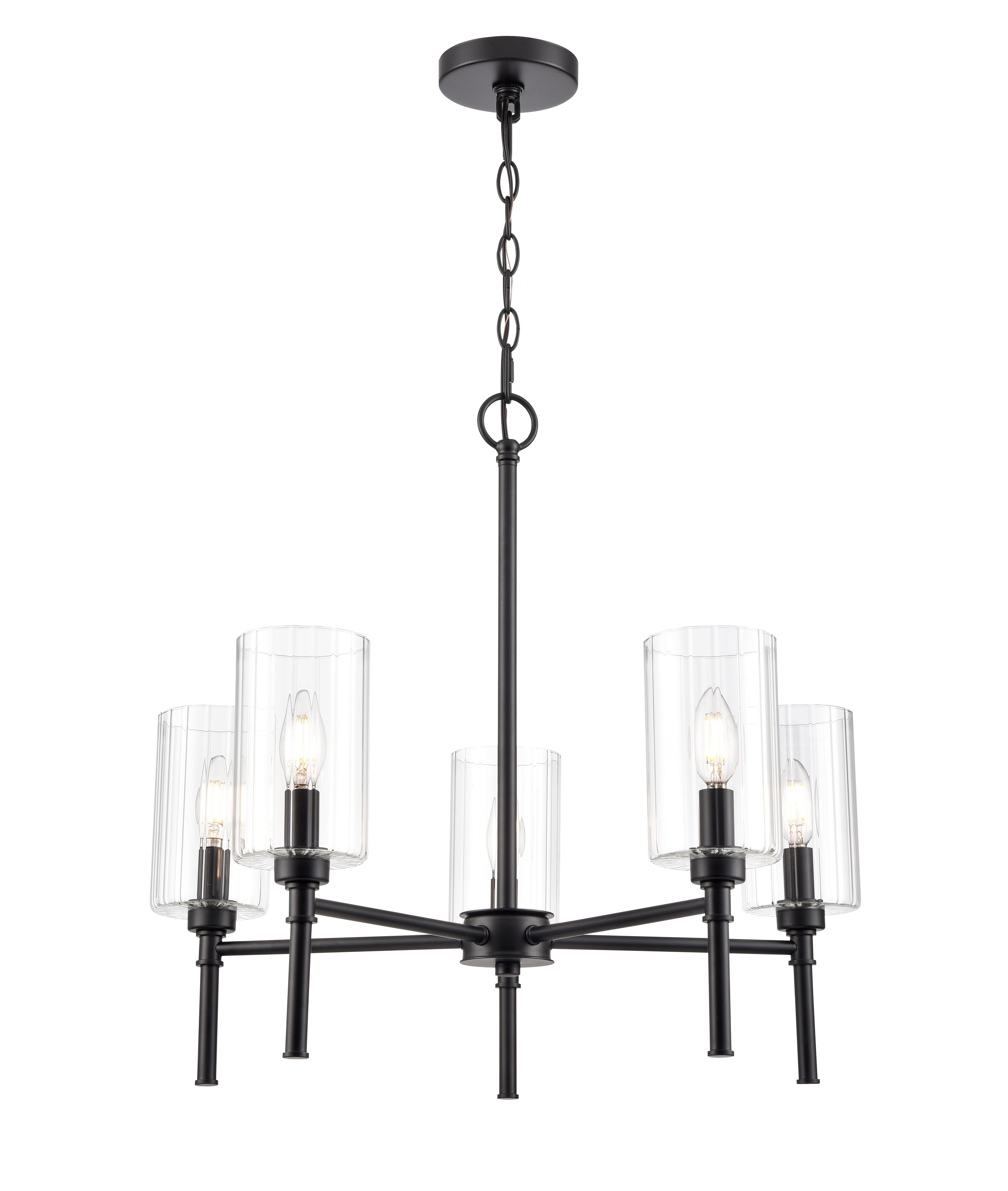 22'' Chastine Matte Black 5 Light Chandelier