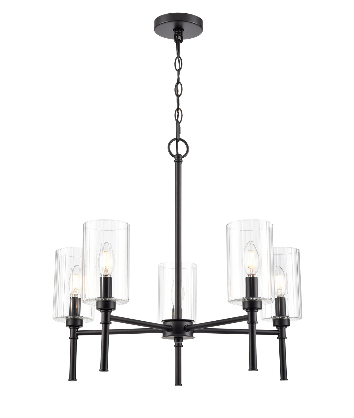 22'' Chastine Matte Black 5 Light Chandelier