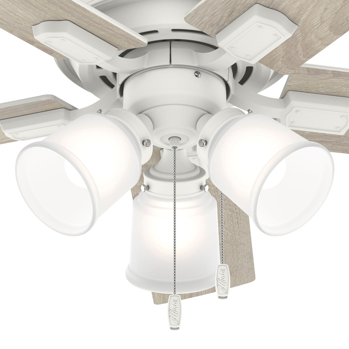 44 inch Crystal Peak Matte White Ceiling Fan with LED Light Kit and Pull Chain