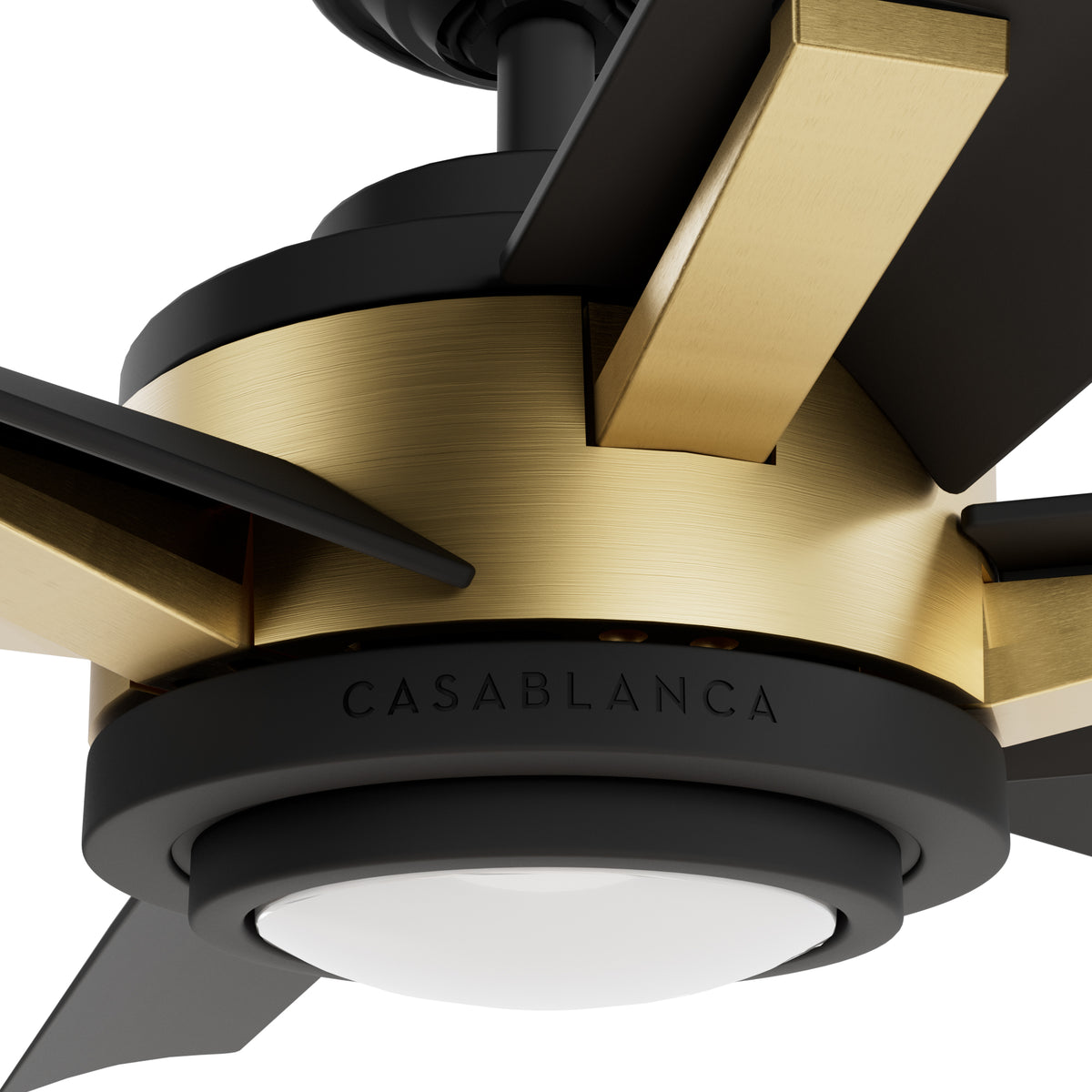 Casablanca 65 inch Melia ENERGY STAR® Alturas Gold Damp Rated Ceiling Fan with LED Light Kit and Wall Control and Handheld Remote