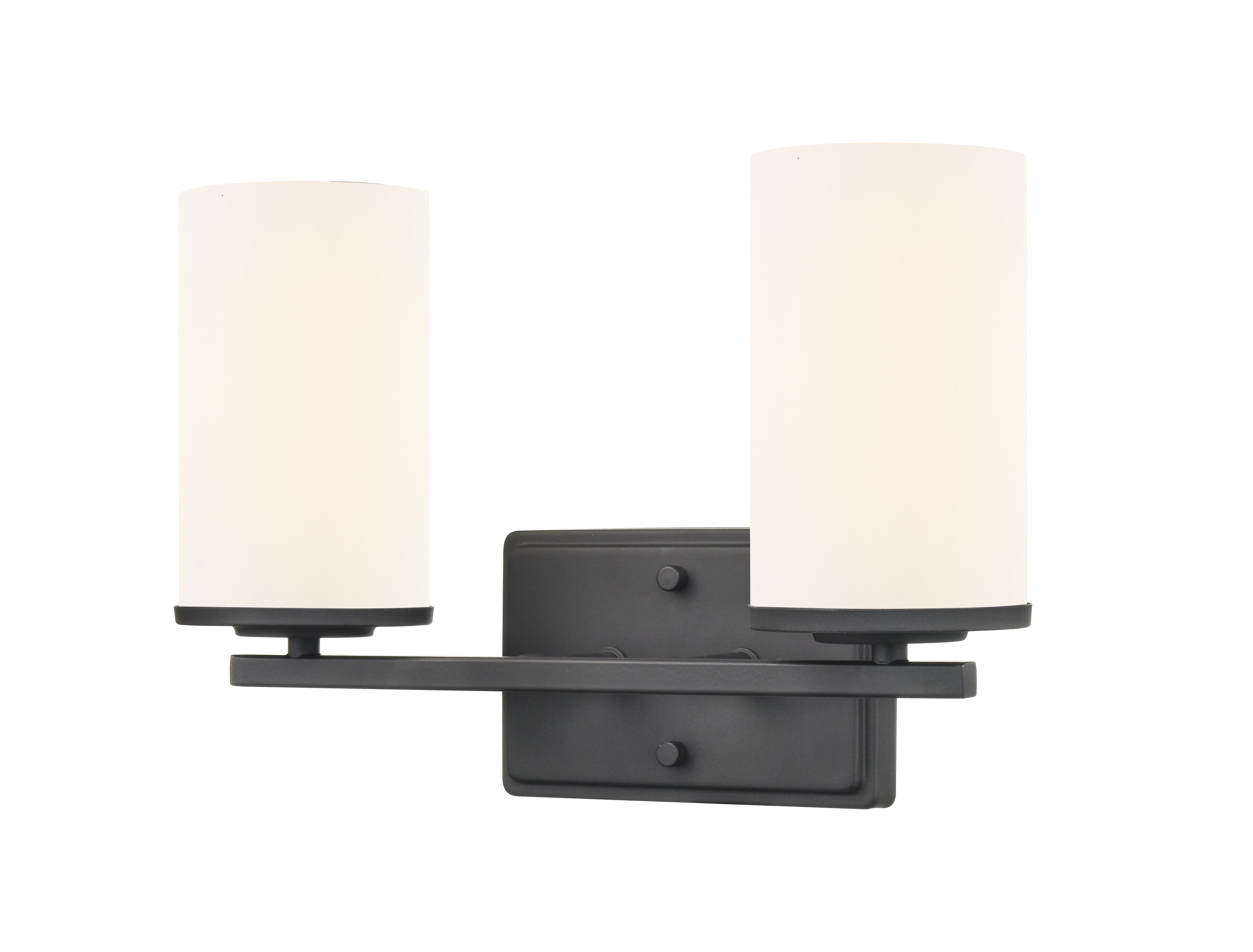14-inch Verlana Matte Black 2-Light Etched White Glass Bathroom Vanity Light