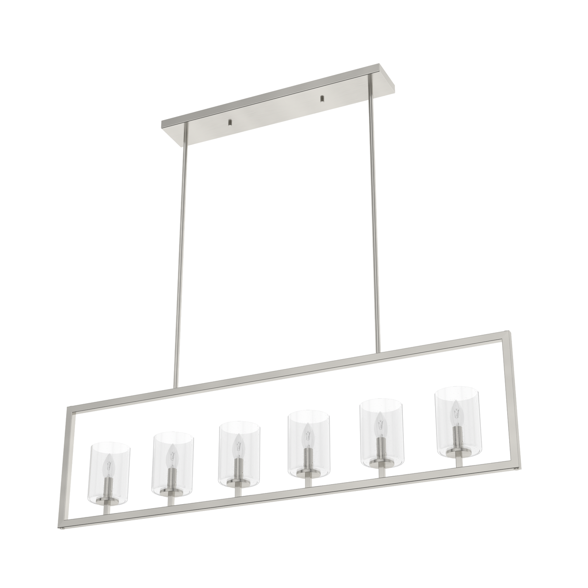 Kerrison 48-inch 6-light Brushed Nickel Linear Chandelier with Seeded Glass