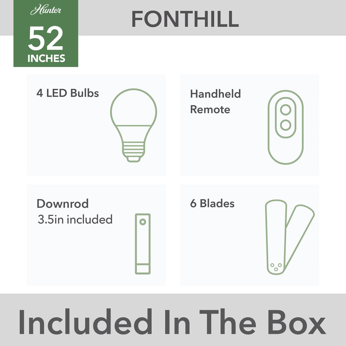 52 inch Fonthill ENERGY STAR® HunterExpress Fresh White Ceiling Fan with LED Light Kit and Handheld Remote
