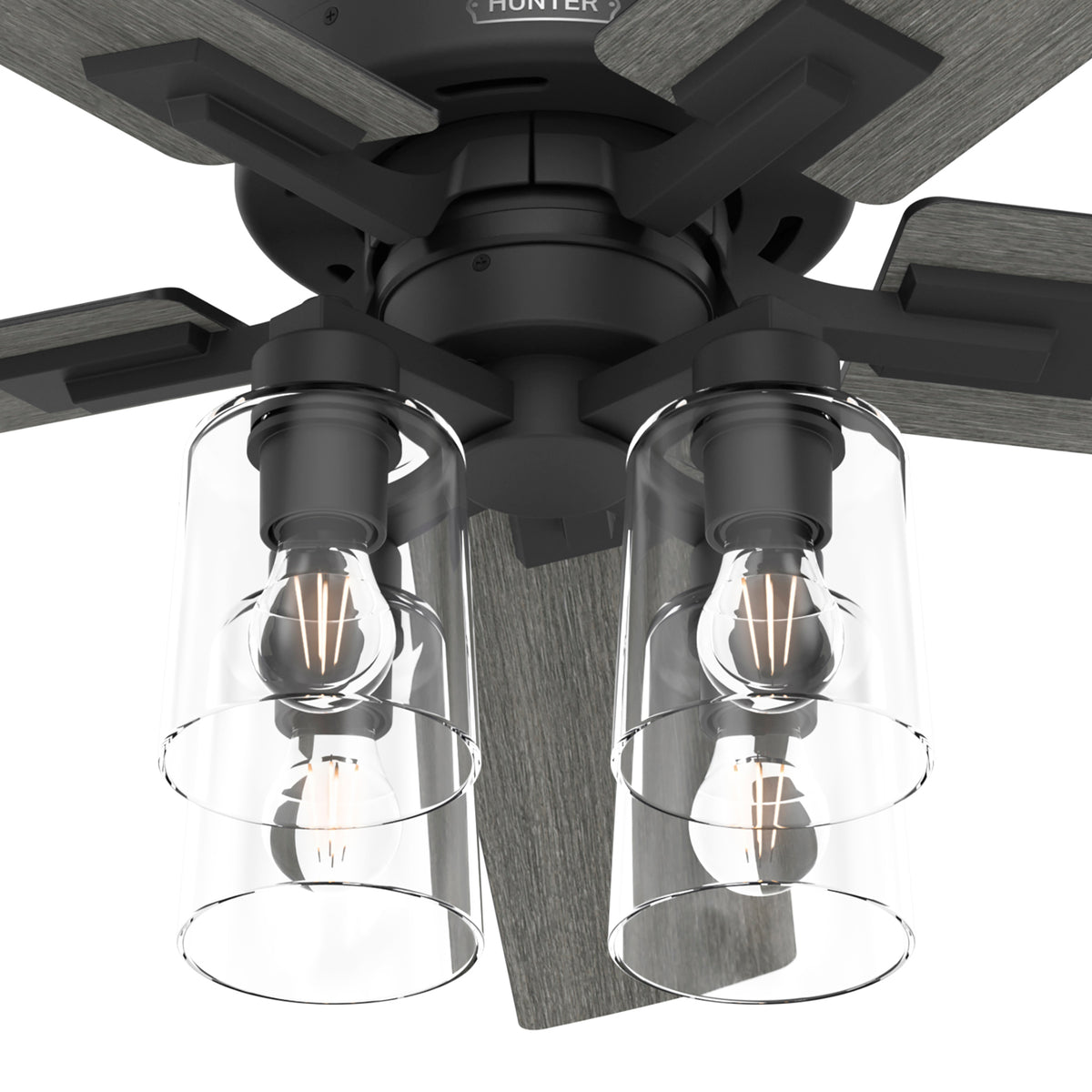 52 inch Techne Wi-Fi HunterExpress Matte Black Ceiling Fan with LED Light Kit and Handheld Remote