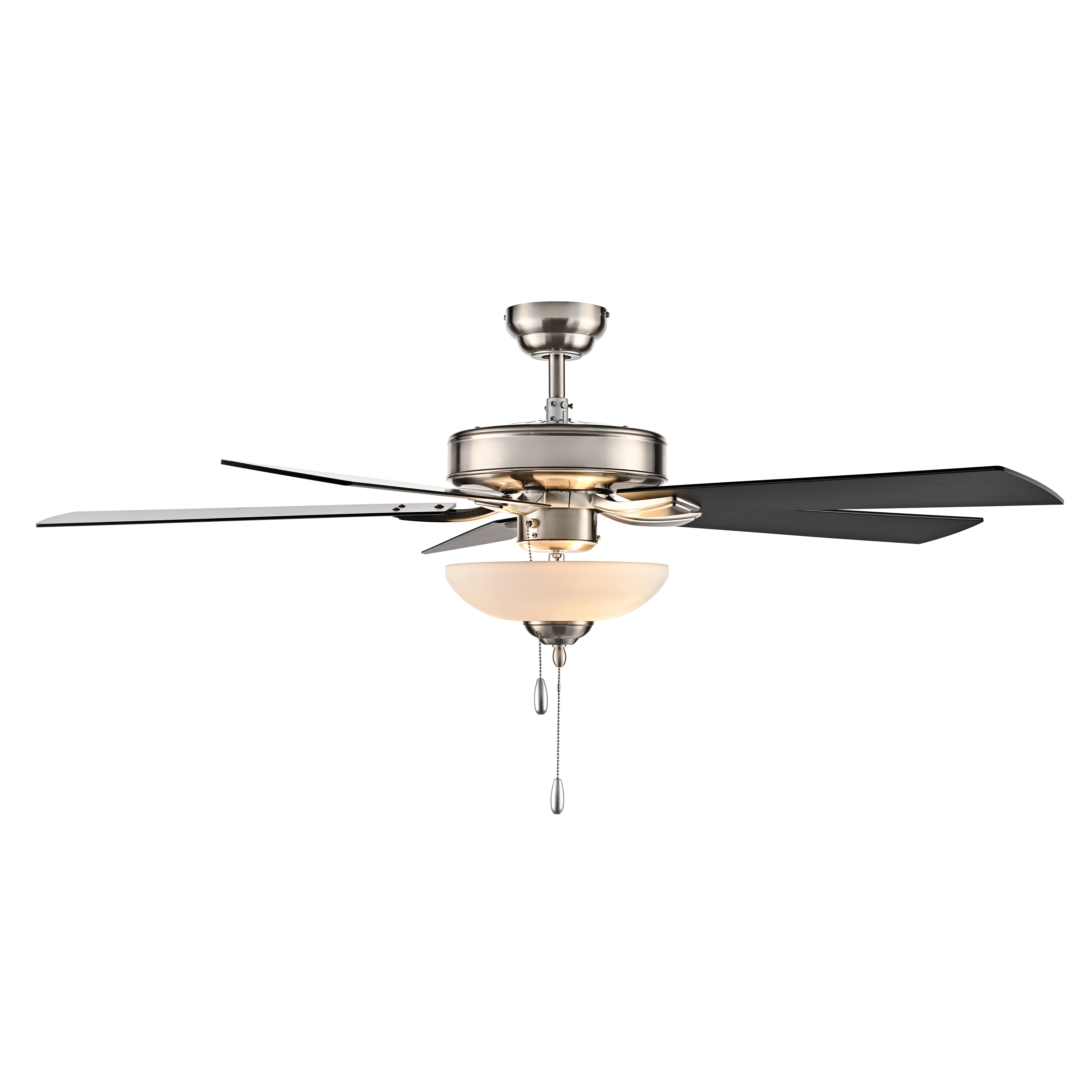 52 Inch Galeson AC Brushed Nickel Indoor Ceiling Fan 5-Blade 2 Lights Reversible