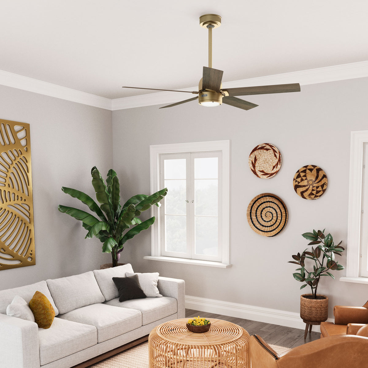 52 inch Erling ENERGY STAR® Luxe Gold Ceiling Fan with LED Light Kit and Handheld Remote