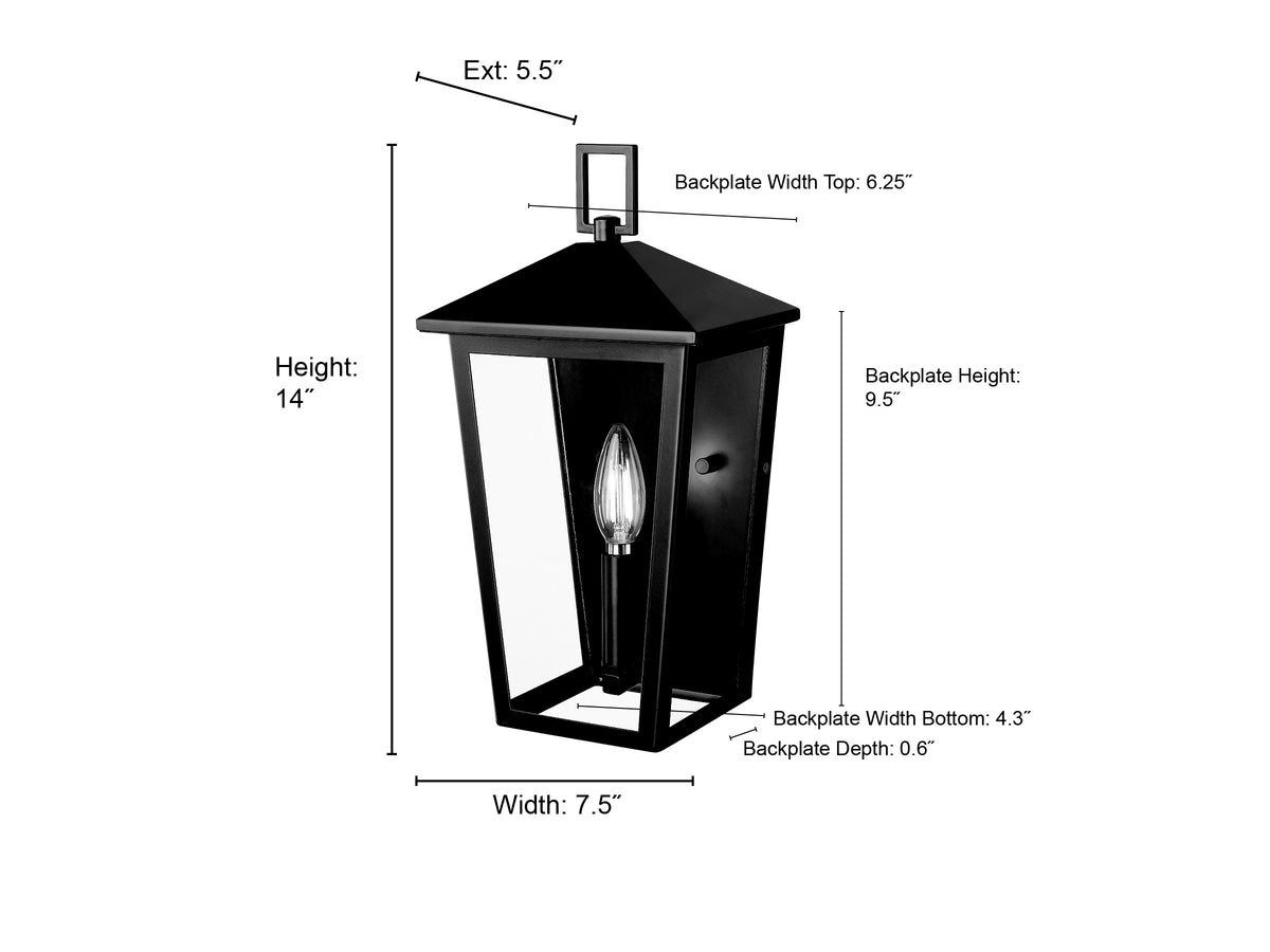 7.5'' Munger Powder Coated Black 1 Light Wall Sconce