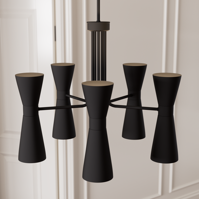 Zola 26-inch 10-light Matte Black Chandelier with Matte Black Metal Shade