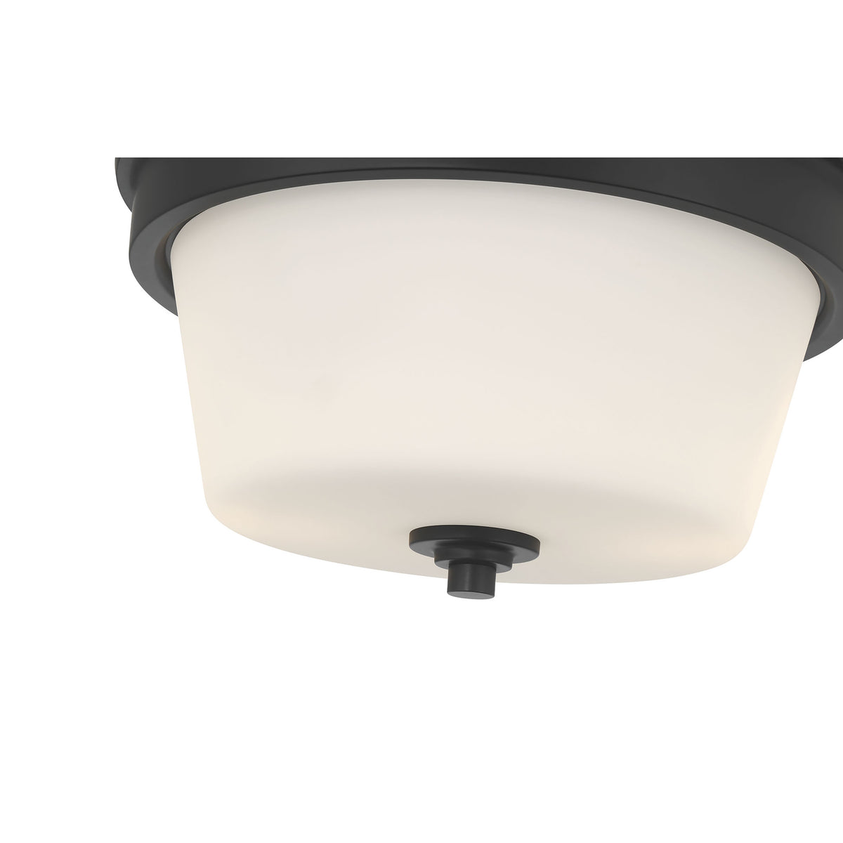 13-inch Strayhan Matte Black 2-Light White Frosted Glass Flush Mount Ceiling Light
