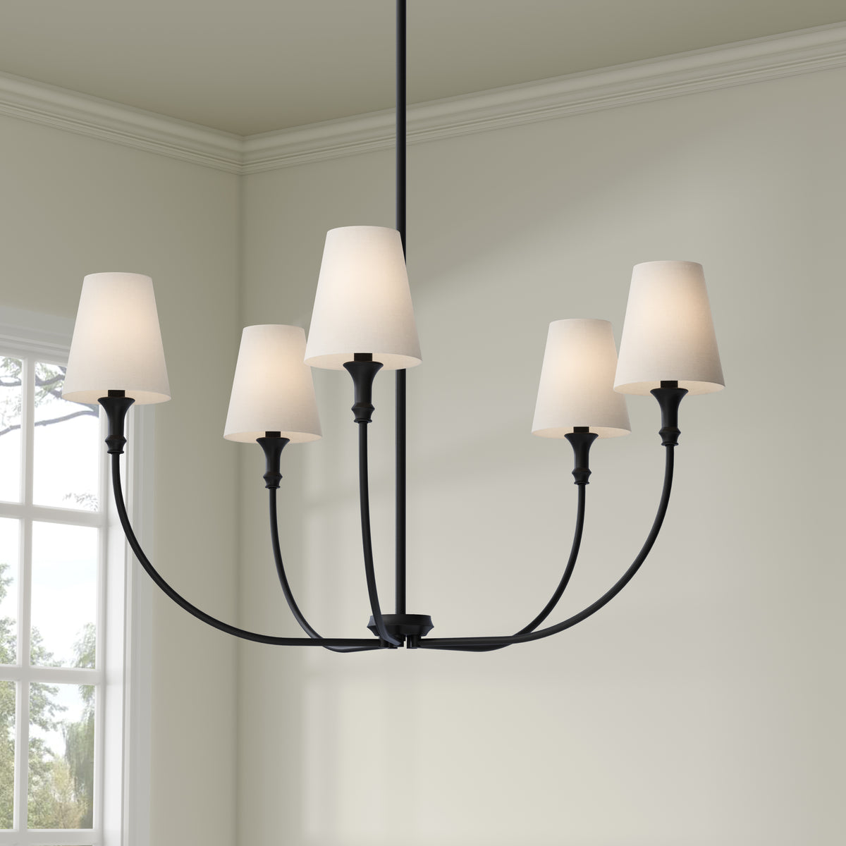32.5'' Mairbourne Matte Black 5 Light Chandelier