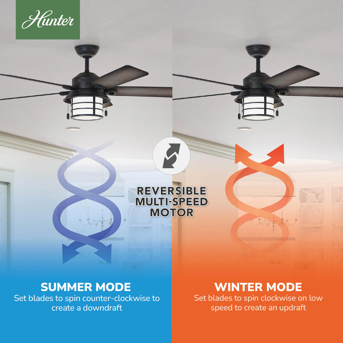 54 inch Key Biscayne Weathered Zinc Damp Rated Ceiling Fan with LED Light Kit and Pull Chain