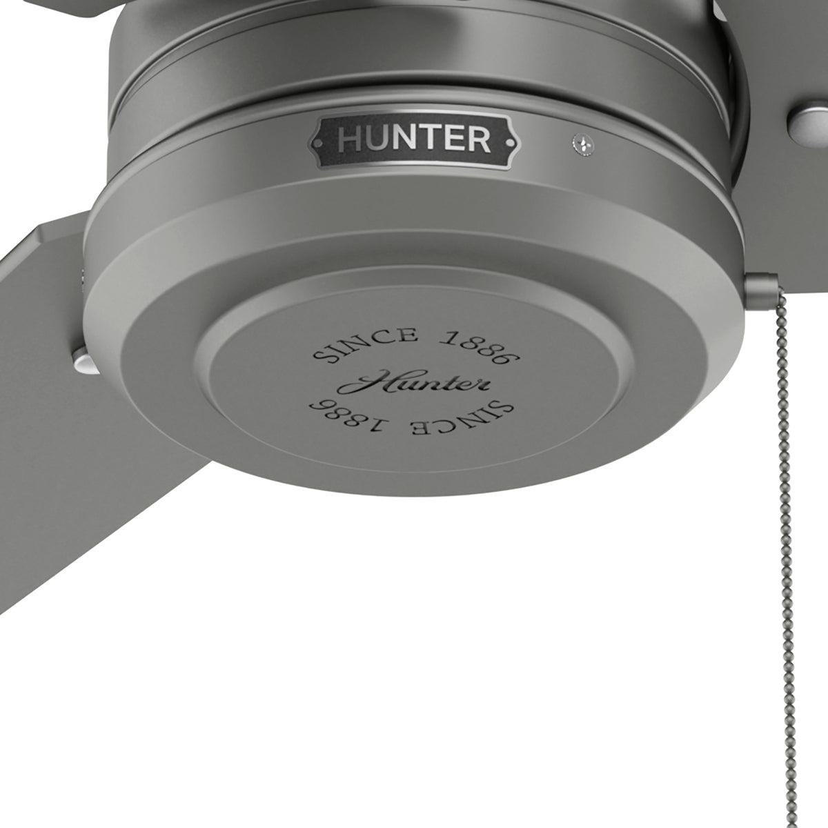 44 inch Cassius Matte Silver Damp Rated Ceiling Fan and Pull Chain
