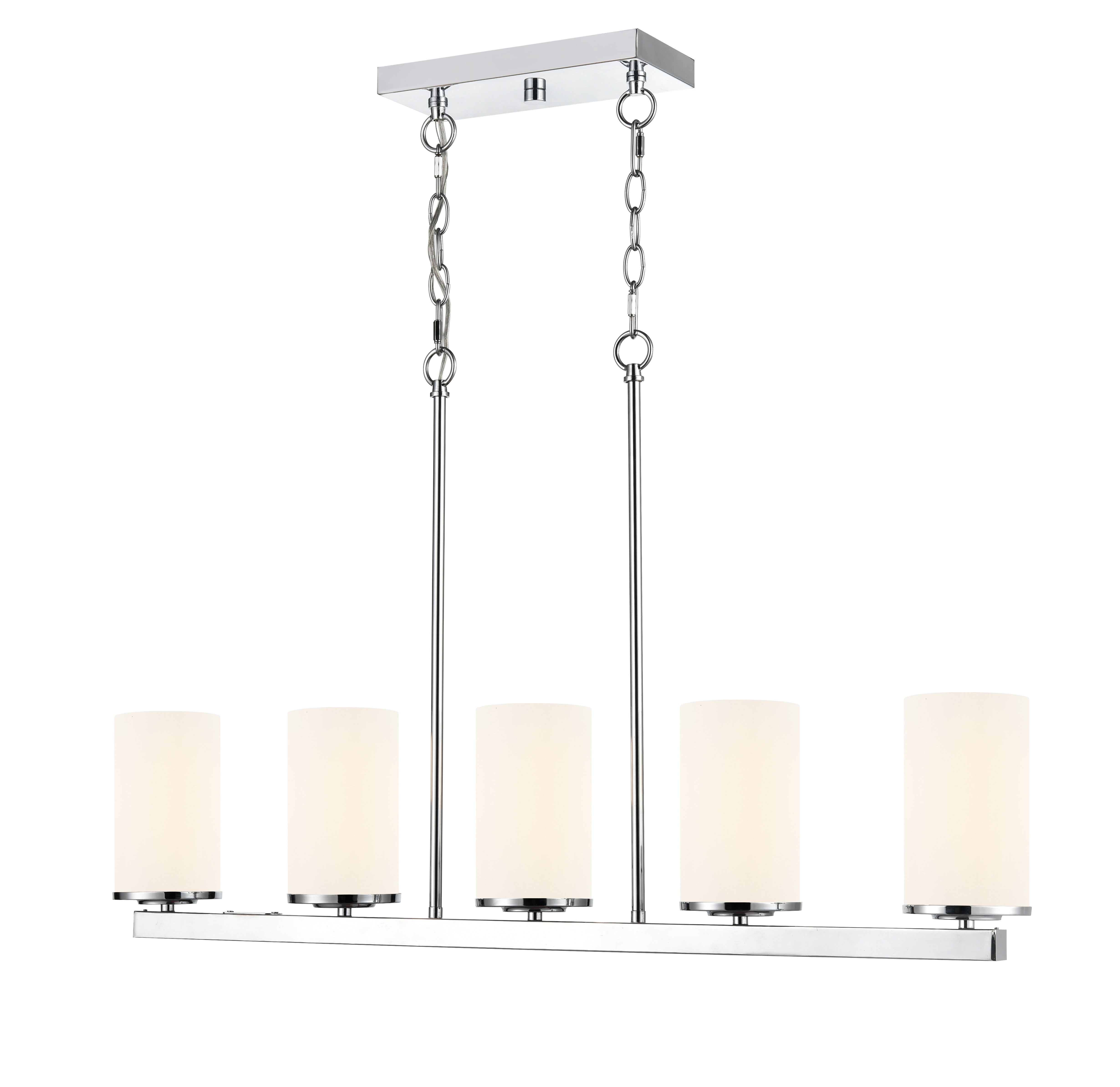 40-inch Verlana Chrome 5-Light Etched White Glass Linear Chandelier