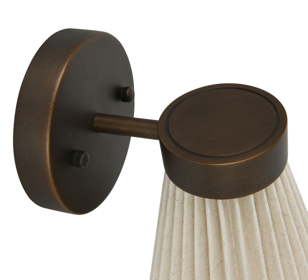 Amore 1 Light Bronze Linen Wall Sconce with Pleated Shade
