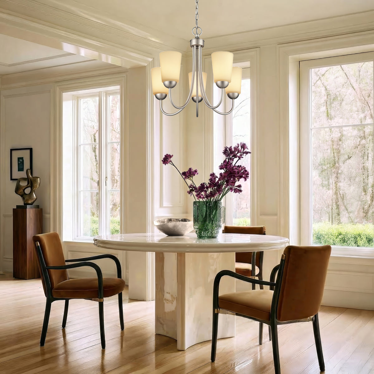 17'' Ivey Lake Satin Nickel 5 Light Chandelier