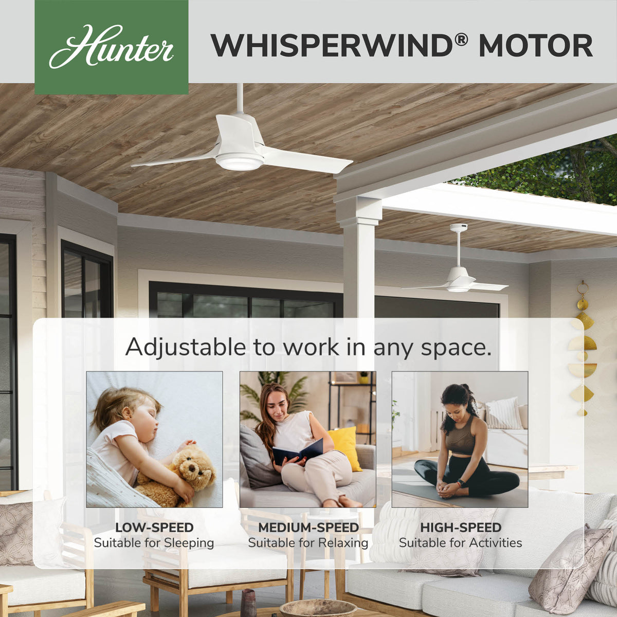 44 inch Aeronaut Wi-Fi ENERGY STAR® Matte White Damp Rated Ceiling Fan with LED Light Kit