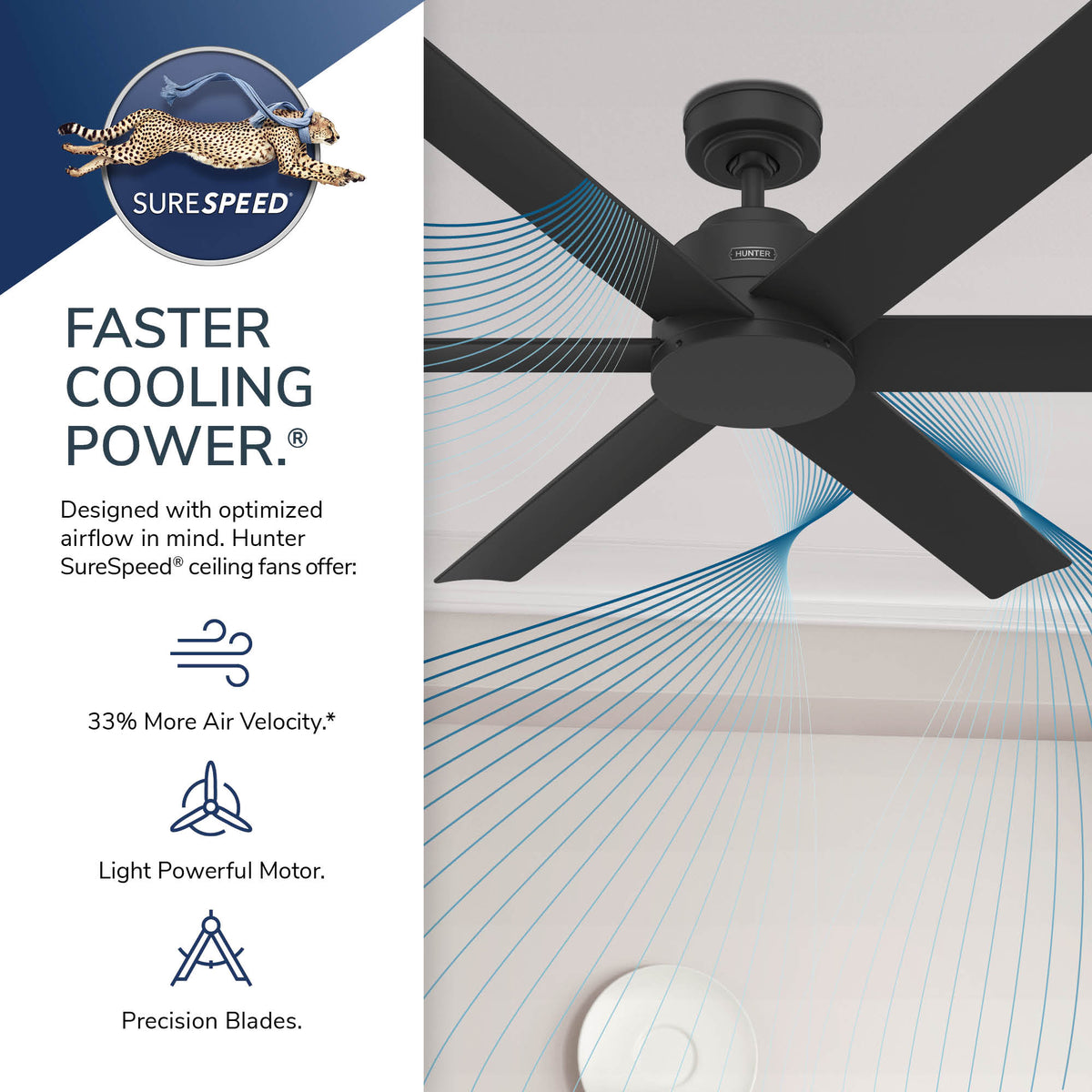 60 inch Kennicott ENERGY STAR® Matte Black Damp Rated Ceiling Fan and Handheld Remote