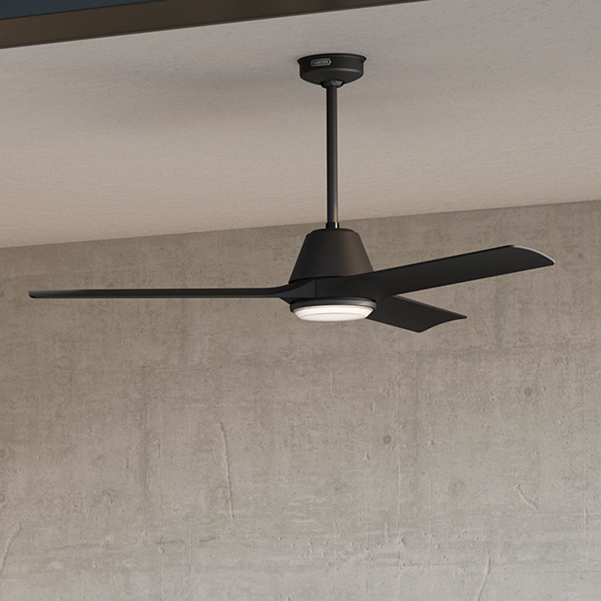 60 inch Aeronaut Wi-Fi ENERGY STAR® Matte Black Damp Rated Ceiling Fan with LED Light Kit and Handheld Remote