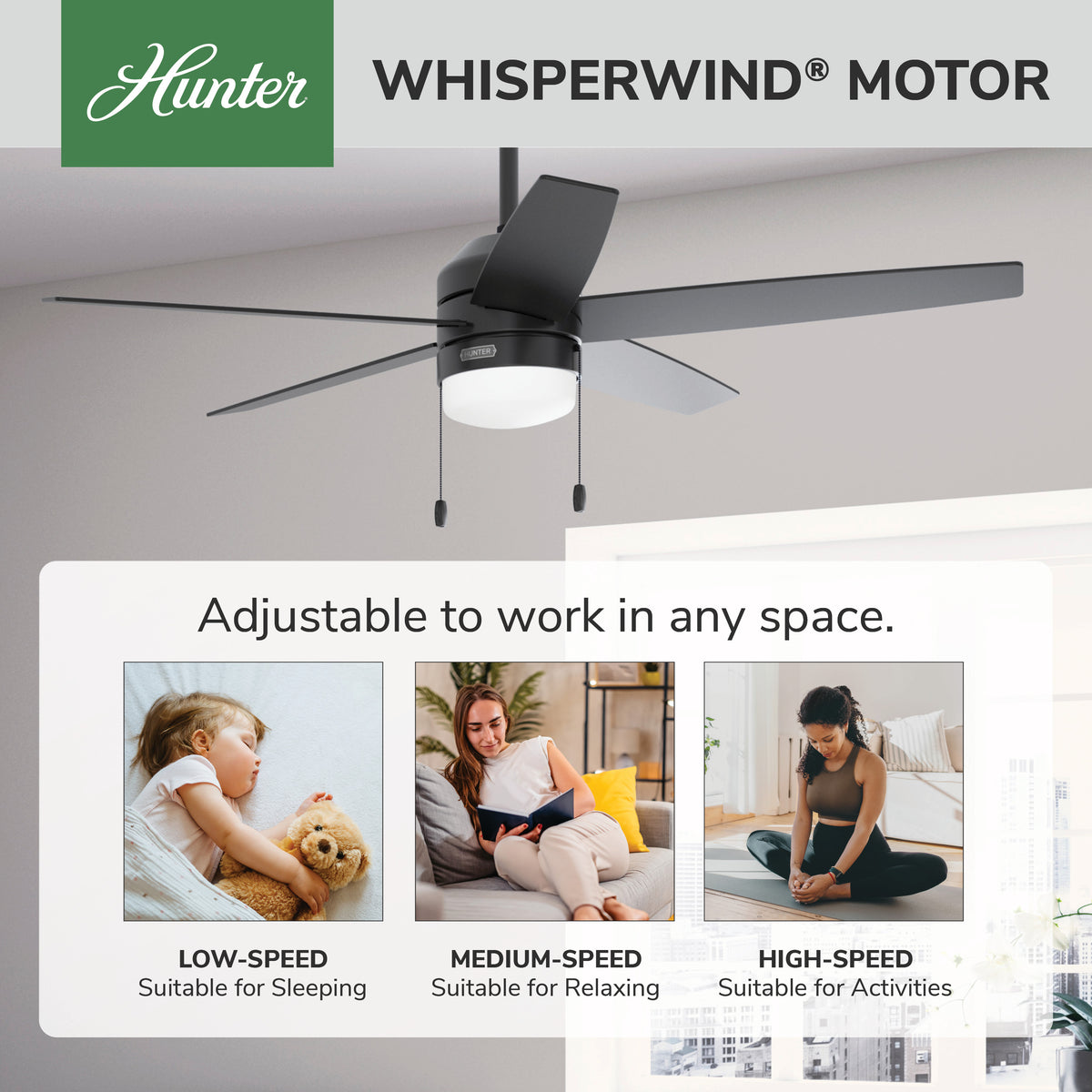 52 inch Bardot Matte Black Ceiling Fan with LED Light Kit and Pull Chain