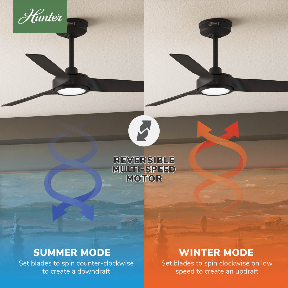 44 inch Zentech Wi-Fi ENERGY STAR® Matte Black Damp Rated Ceiling Fan with LED Light Kit and Handheld Remote