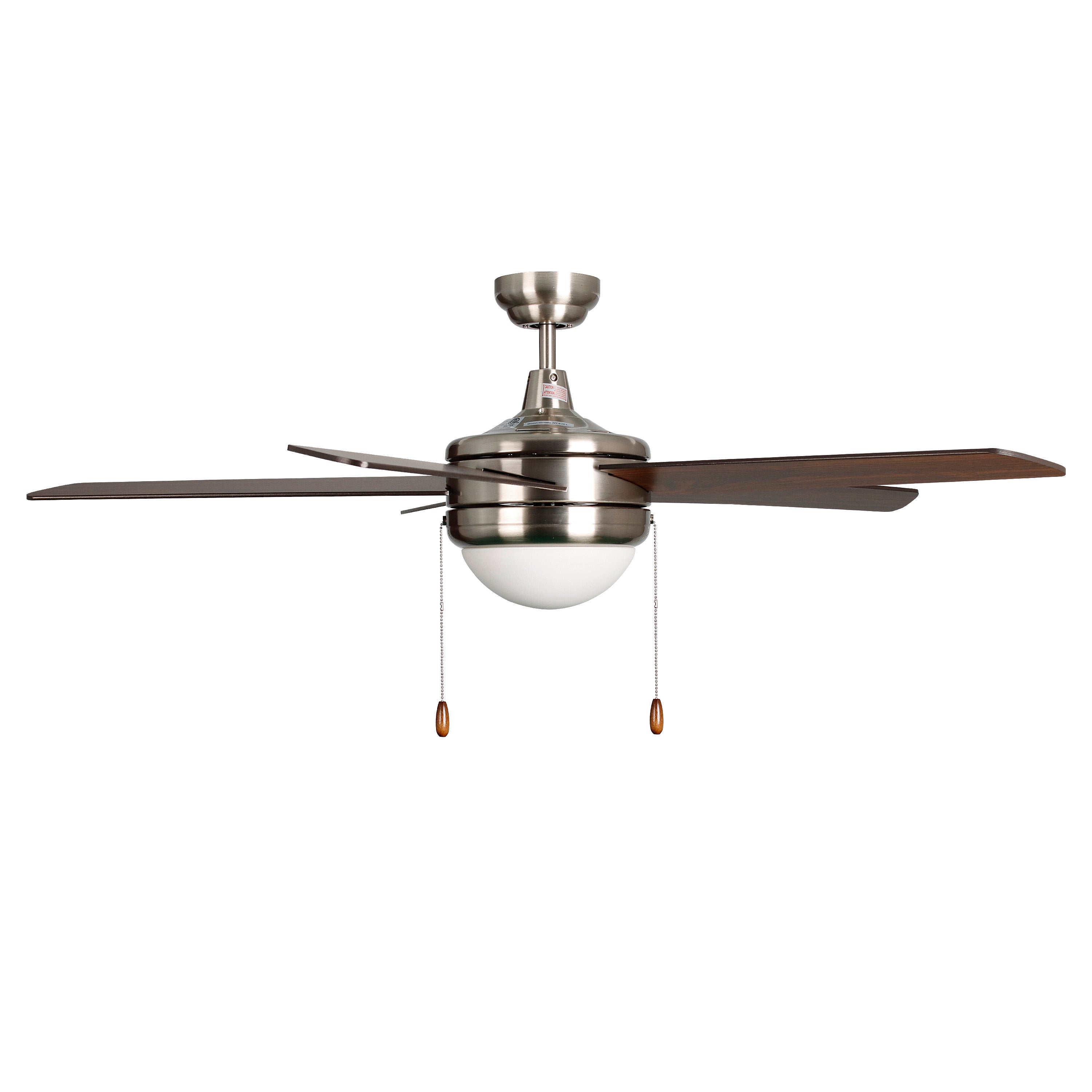 52 Inch Mirage IV AC Brushed Nickel Indoor Ceiling Fan 5 Walnut Blade Reversible
