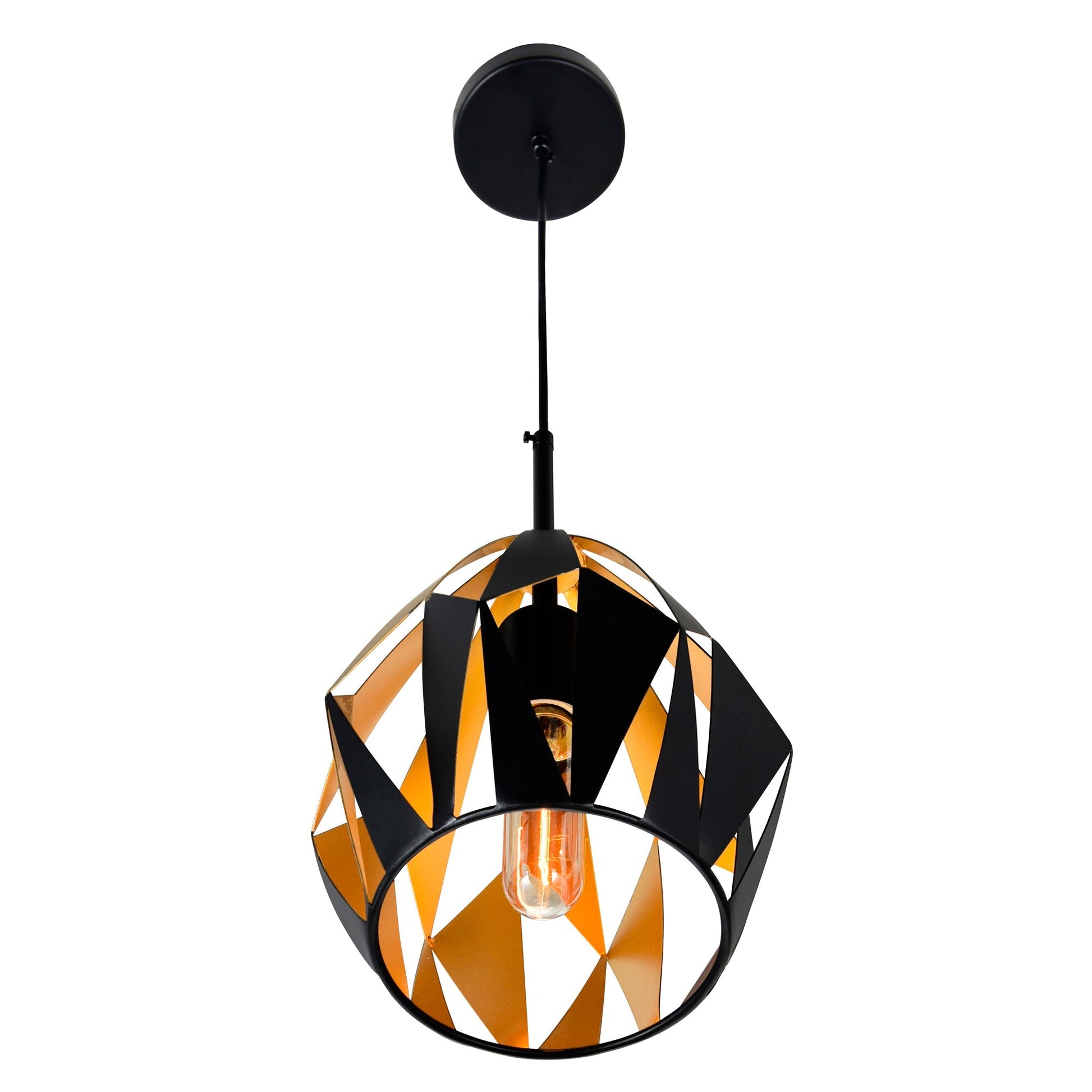 Oxide 1 Light 16in Black Pendant Light with Copper Down Design