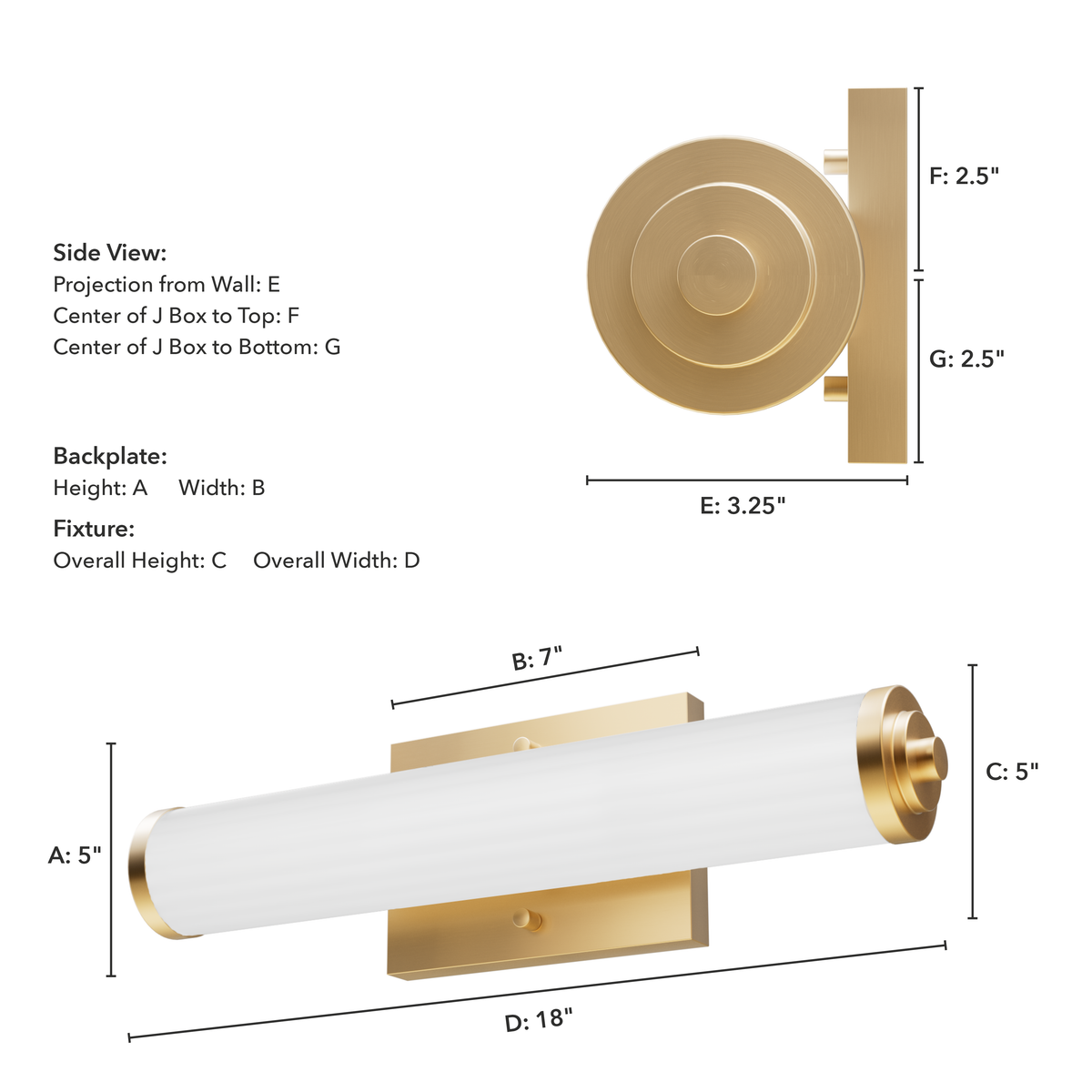 Holly Grove 18-inch 2-light Alturas Gold Vanity Light with Cased White Glass