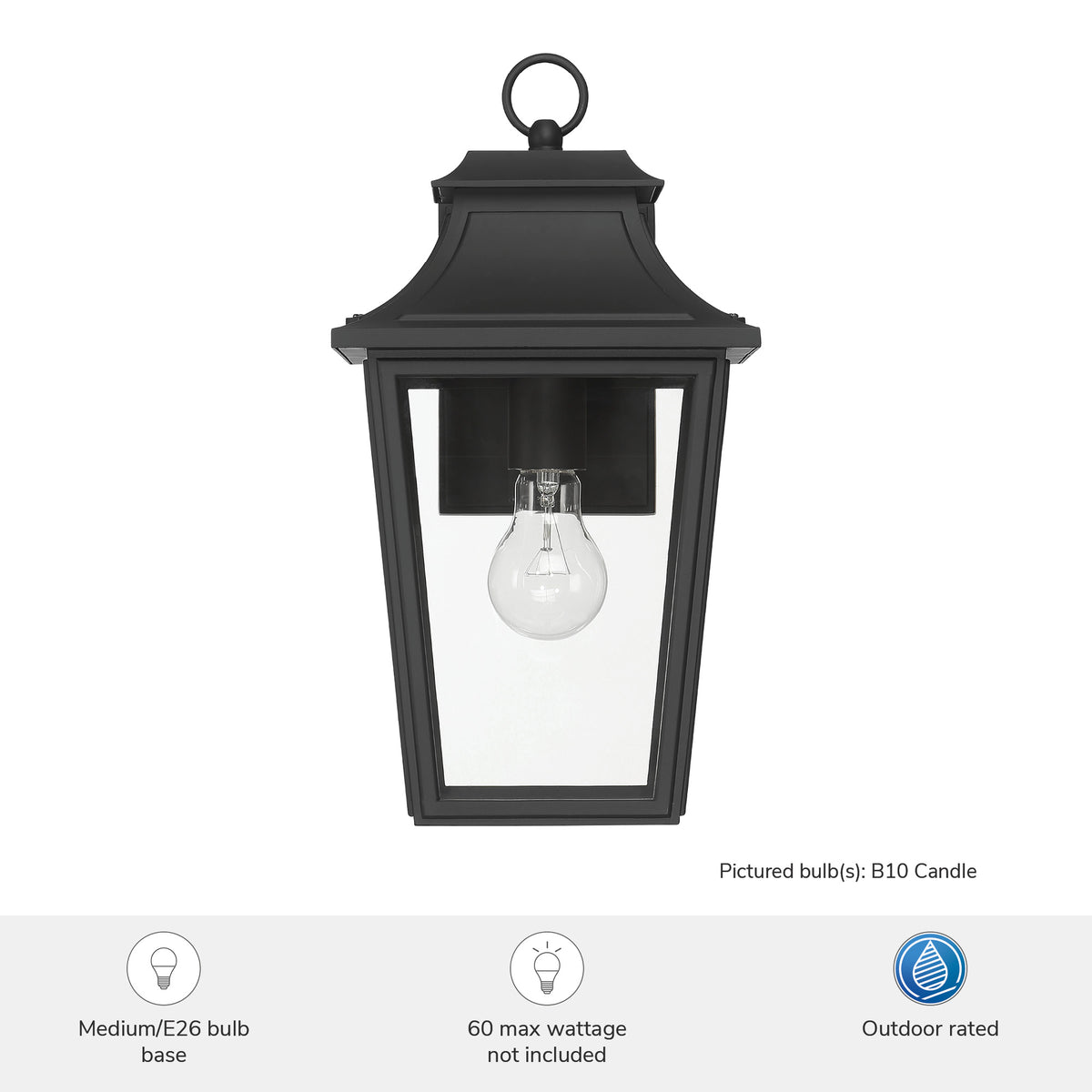 Spring Cove 15-inch 1-light Matte Black Outdoor Wall Light with Clear Glass