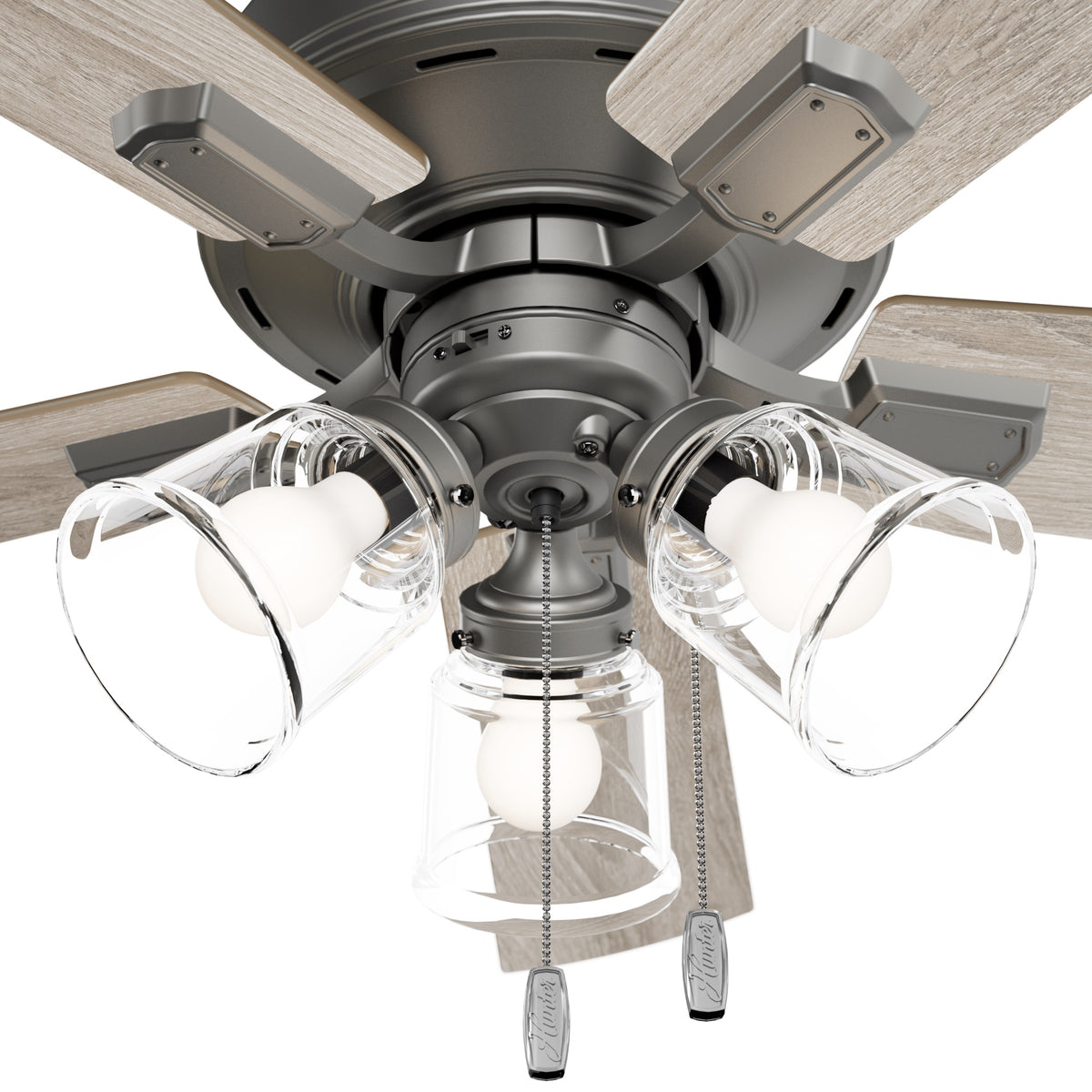 52 inch Crestfield HunterExpress Matte Silver Ceiling Fan with LED Light Kit and Pull Chain