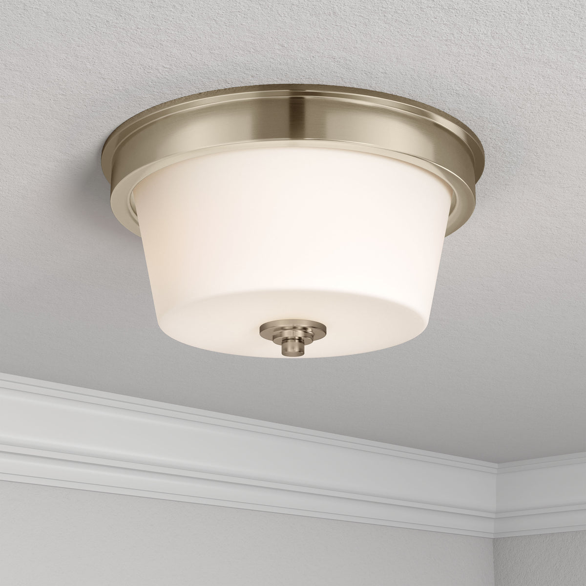 13-inch Strayhan Modern Gold 2-Light White Frosted Glass Flush Mount Ceiling Light