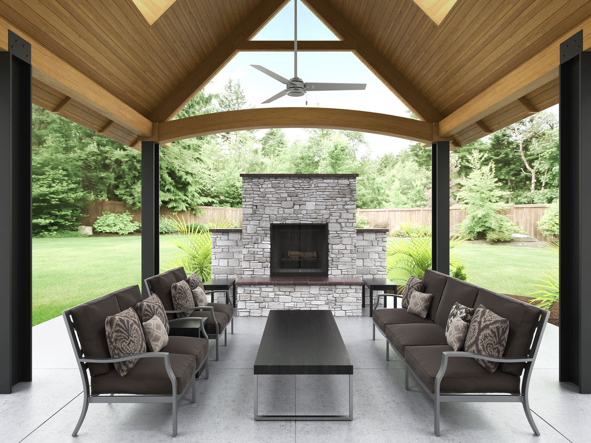 52 inch Cassius Matte Silver Damp Rated Ceiling Fan and Pull Chain