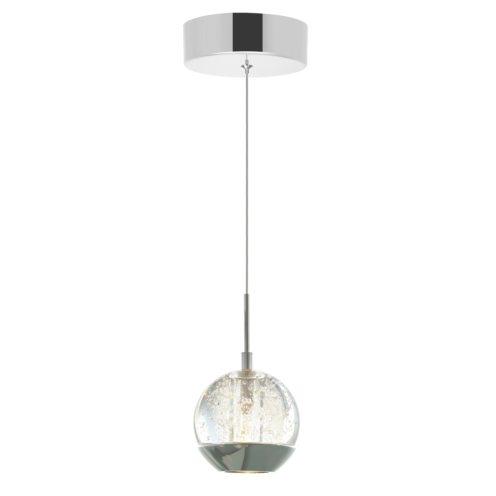 Perrier 1 Light 5 Inch Chrome Pendant with Frosted Globe