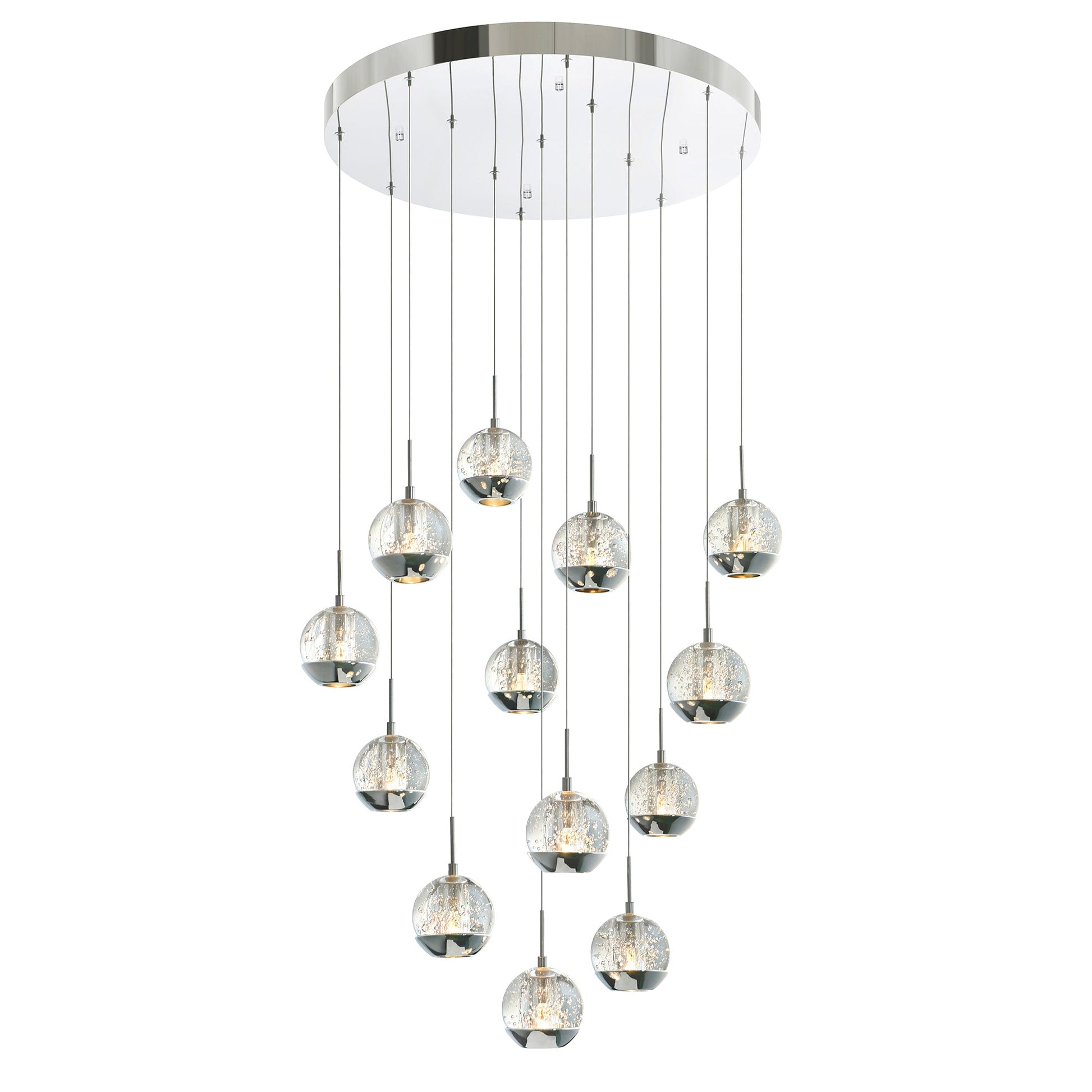 Perrier 13 Light 24 Inch Chrome Pendant with Frosted Globes