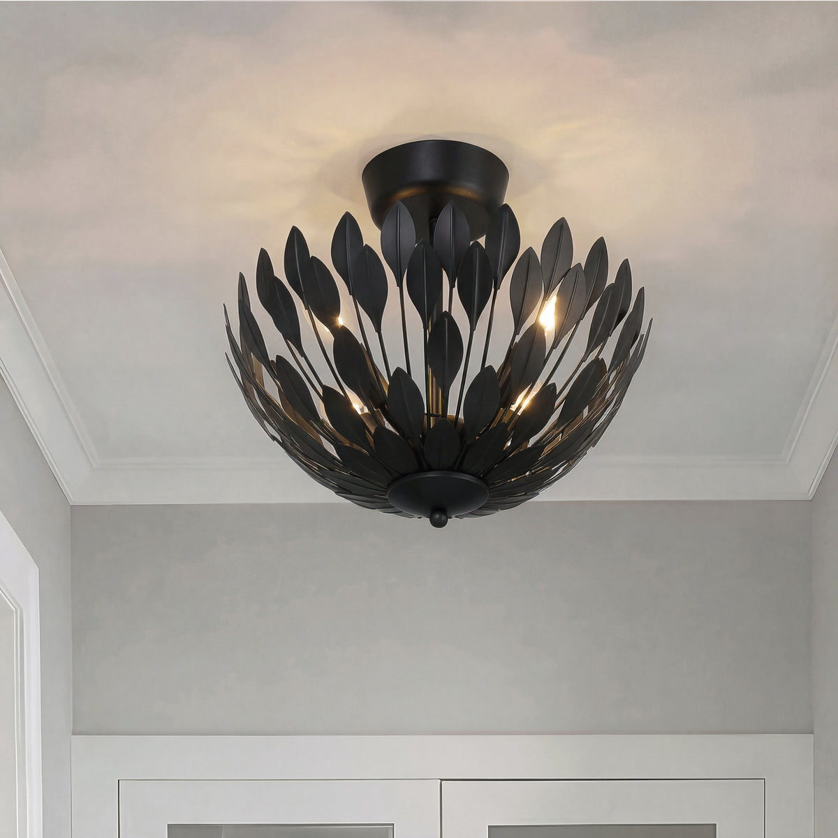 12.75'' Merylmint Matte Black 4 Light Semi-Flush Mount