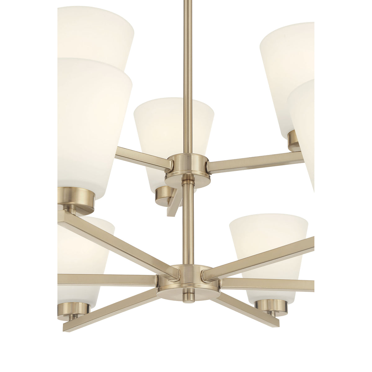 28.5-inch Strayhan Modern Gold 9-Light White Frosted Glass Chandelier