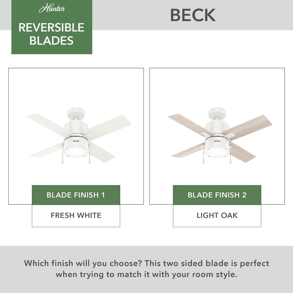 42 inch Beck Fresh White Ceiling Fan with LED Light Kit and Pull Chain