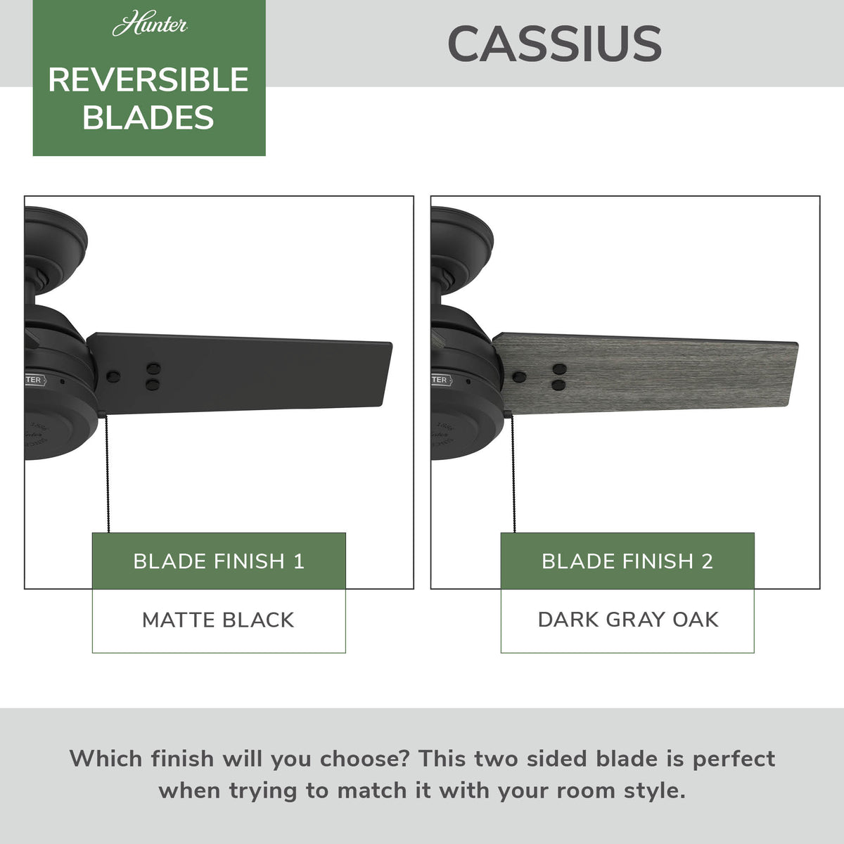 36 inch Cassius Matte Black Damp Rated Ceiling Fan and Pull Chain