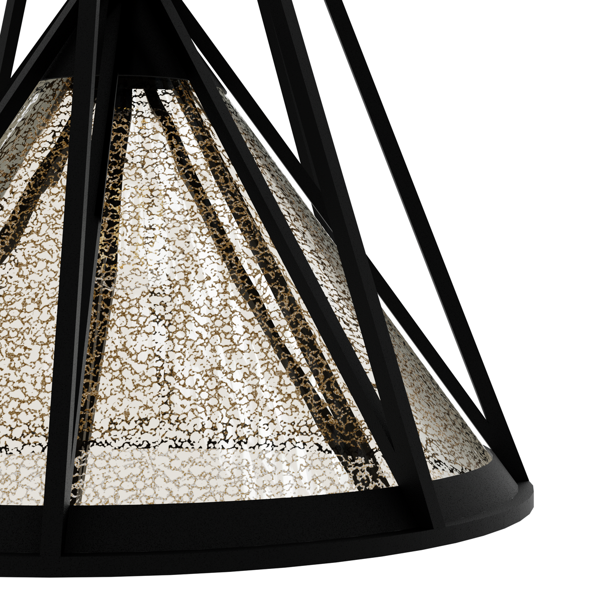 Rafner 13-inch 1-light Natural Black Iron Pendant with Mercury Glass