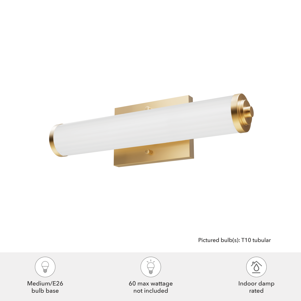 Holly Grove 18-inch 2-light Alturas Gold Vanity Light with Cased White Glass