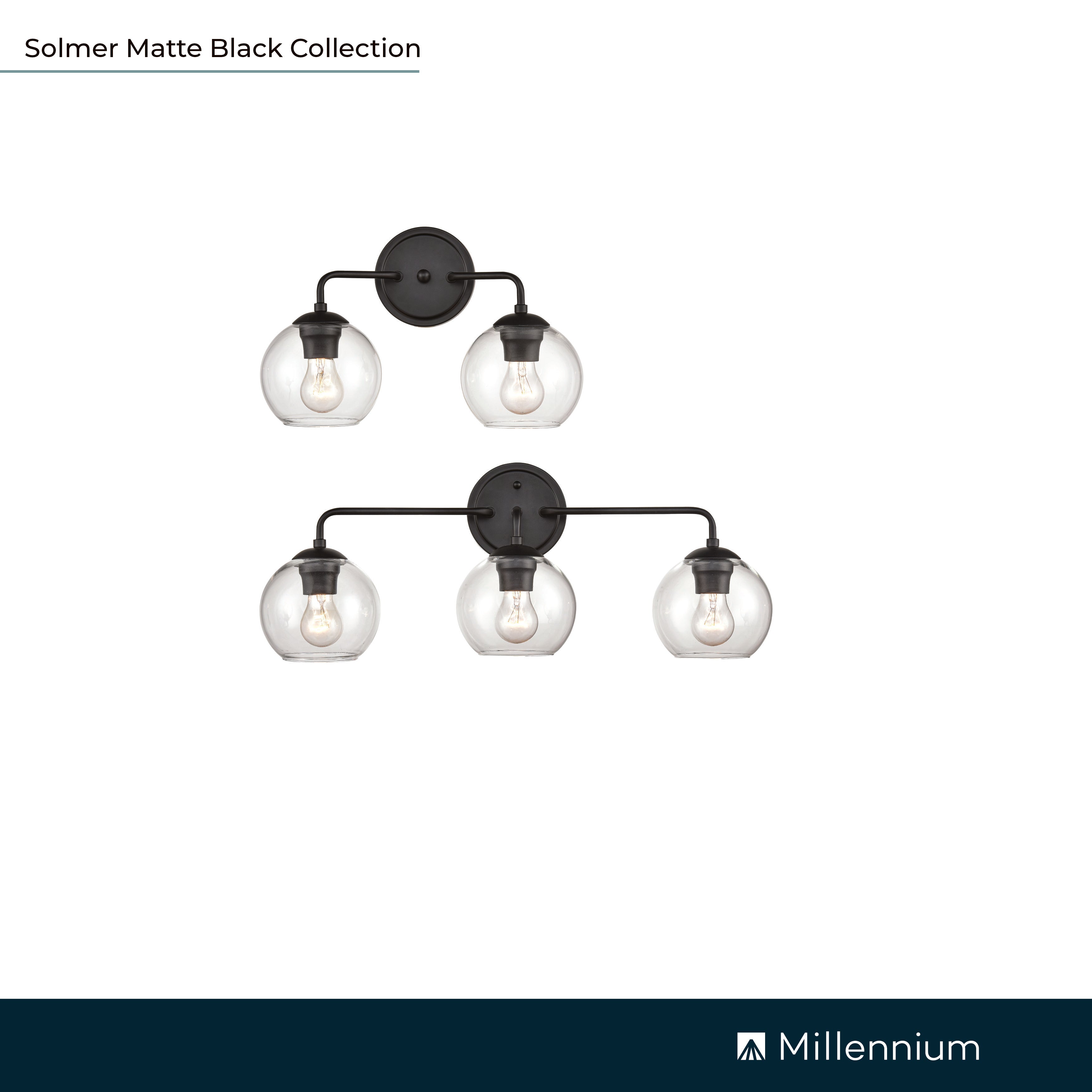 25.5'' Solmer Matte Black 3 Light Bath Vanity