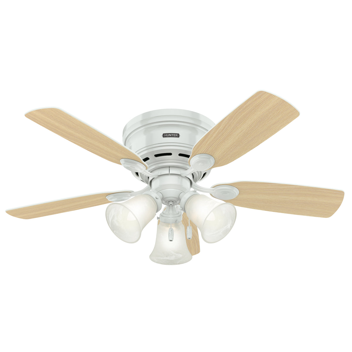 42 inch Low Profile White Low Profile Ceiling Fan and Pull Chain