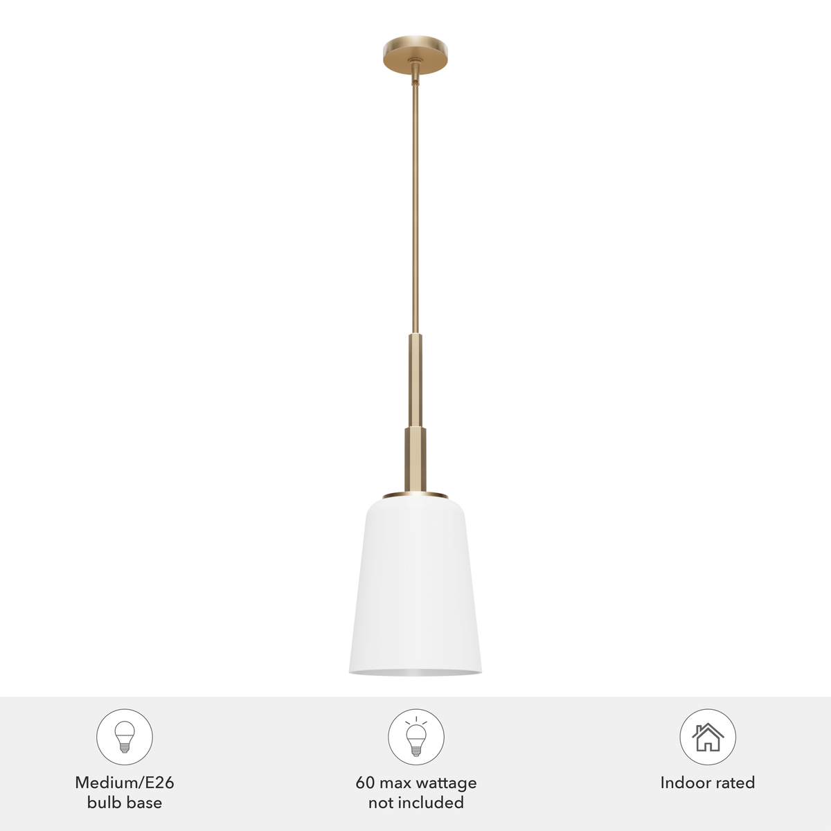 Nolita 9.25-inch 1-light Alturas Gold Pendant with Cased White Glass