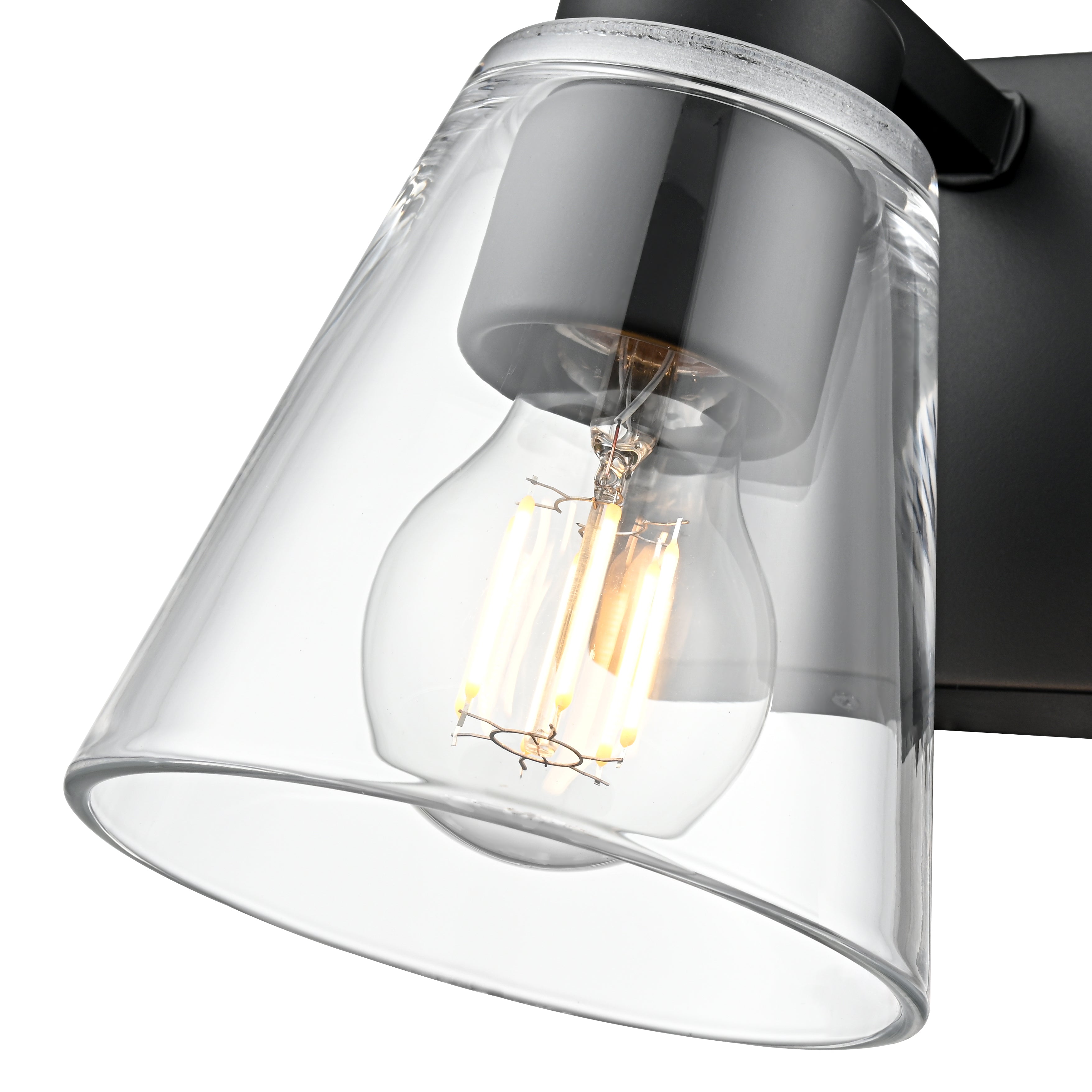 6.75-inch Strayhan Matte Black 1-Light Clear Glass Wall Sconce