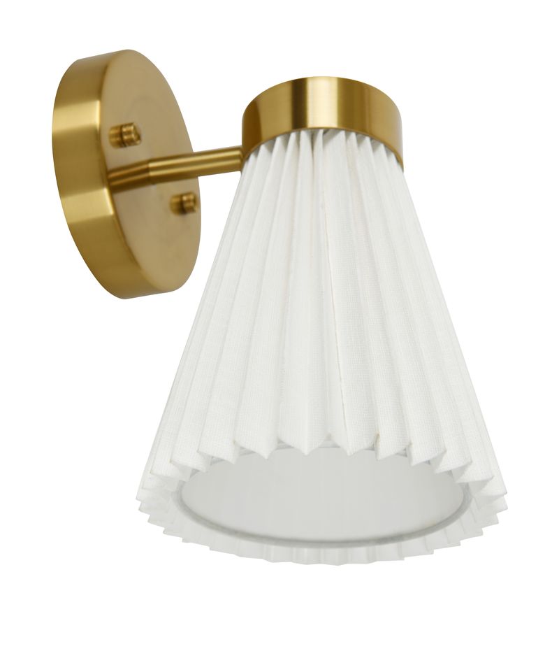 Amore 1 Light Aged Brass Linen Wall Sconce with White Shade